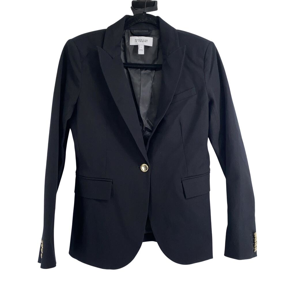 Derek Lam IO Crosby Single Breasted Blazer Gold Button Black Sz 8
